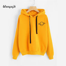Load image into Gallery viewer, Women Hoodies Planet Print Casual Solid Loose Drawstring Sweatshirt Fashion Long Sleeve Hooded 2019 Autumn Female Pullover